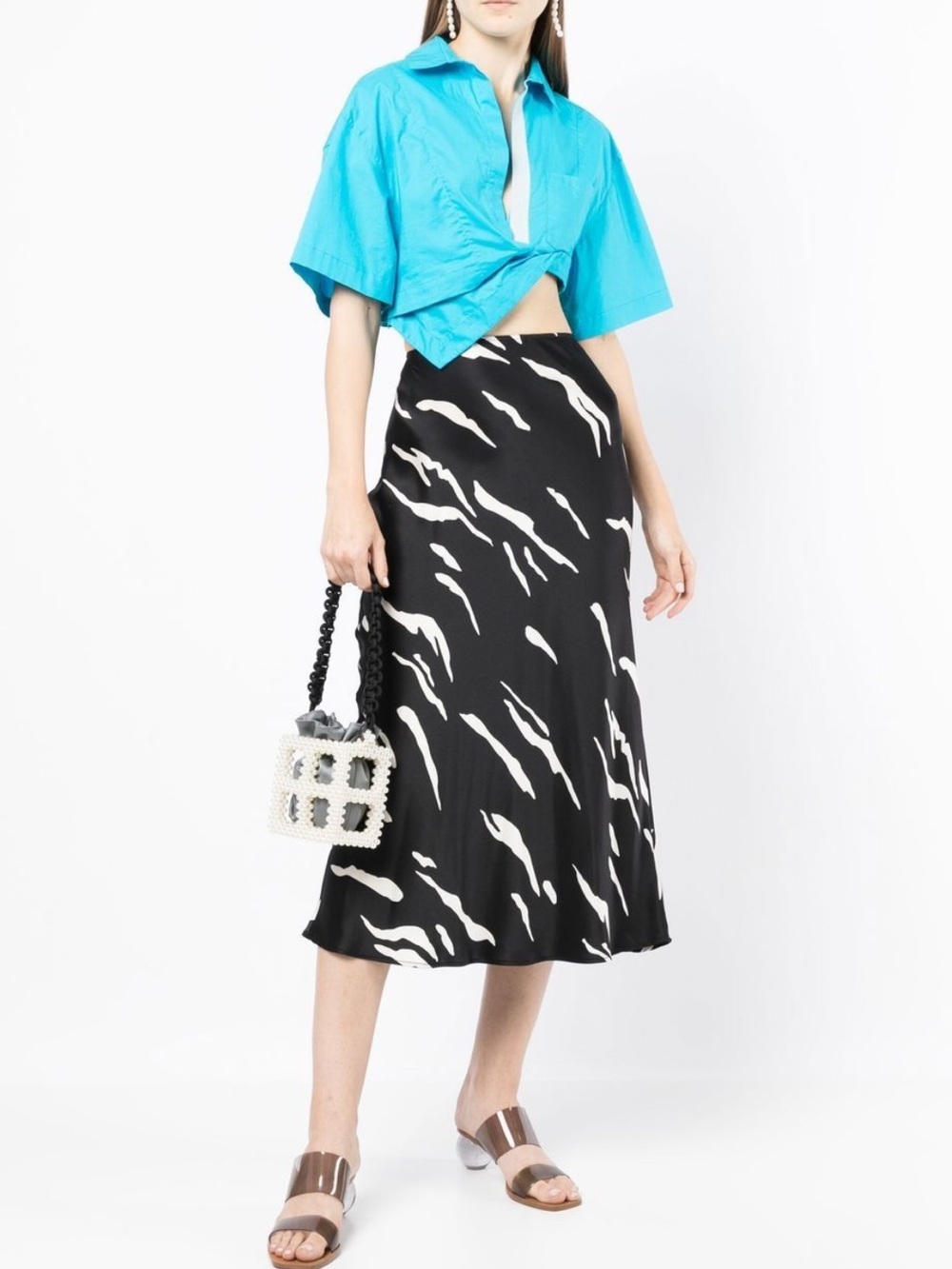 Reformation Pratt A-line Silk Midi Skirt Size 12 Animal Print Resort Euro-Summer